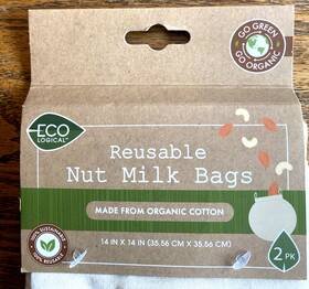 Eco Logical 714415750862 2 Pieces Nut Milk Bag Organic Cotton Straining 14 X Bags