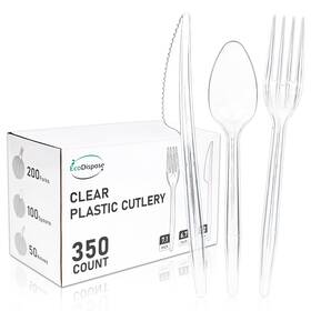 Ecodispose 850069447823 Heavy Duty Plastic Silverware Set 350 Count Disposable Cutlery -