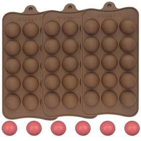 D2401048 Eduee Round Chocolate Molds 1.1inch Semi Circle Silicone Mold 3pcs For Candy Ice Cu