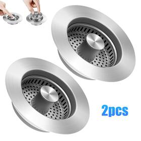 Eeekitonline 738944142387 2 5in1 Kitchen Sink Strainer Stopper Set Push Type Drain Filter Anti-clog Basket