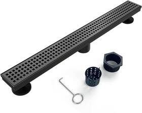 Hhh-222 Elefloom Linear Shower Drain Black 24 Inch Removable Grate Cover Aisi 304 Stainless Hhh-222 Elefloom Linear Shower Drain Black 24 Inch Removable Grate Cover Aisi 304 Stainless