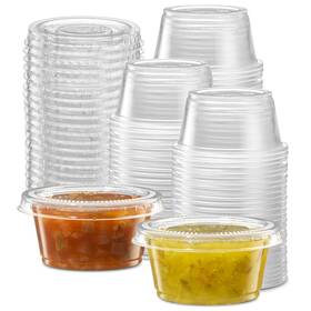 Fgd-ad-96 Elegant Disposables 2 Oz - 200 Sets Clear Diposable Plastic Portion Cups With Lids Small Mini