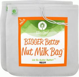 Ellies Best 445057726726 Pro Quality Nut Milk Bag 2 Pack - 12 Inch X12 Xl Bags Commercial Grade Reusable Al