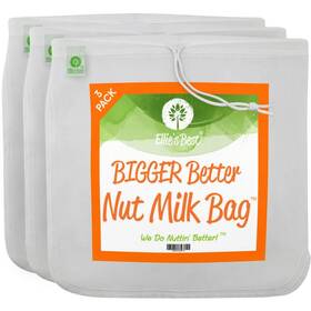 Xl12 Ellies Best 850633007354 Pro Quality Nut Milk Bag 3 Inch X12 Bags Commercial Grade Reusable All Purpose