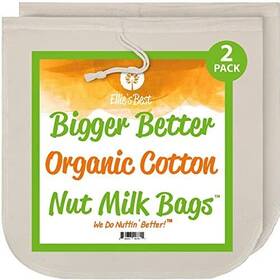 Ellies Best 850633007811 Nut Milk Bags Organic Cotton Heavy Muslin Bag - Not Cheesecloth Pro Quality