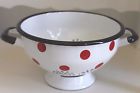 Emalia Olkusz Enamelware Red Polka Dot Colander New Made In