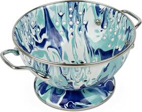 Lg24 Enamelware - 1 Quart Petite Colander Lagoon
