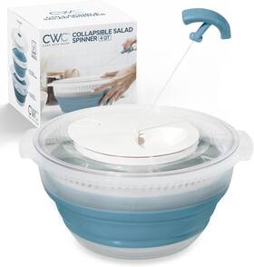Enchante Direct 445006574545 Cook With Color Collapsible Salad Spinner - 4 Quart Space Saving Lettuce Dryer