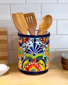 Enchanted Talavera 637509362454 Utensil Holder For Counter Extra Large Mexican Potte