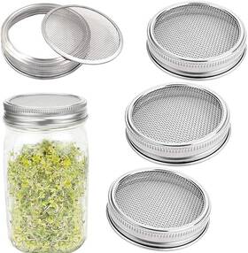 Sprouting-316 Epsvcsewn Sprouting Lids 316 Stainless Steel Mesh Lid Strainer Kit For Wide