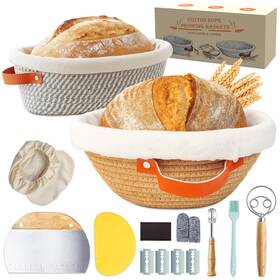 B0f8ht7lm7 Erabay Banneton Bread Proofing Basket 9 Inch Round And 10 Oval Sourdough Starter Kit Hand