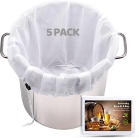 Eraturalky 313096330303 5-pack Reusable Extra Large Mesh Brew Bags 26x22 For Beer Wine And Grain Strainin