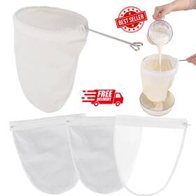Esuduky 711181479669 5 Pcs Premium Ultra Fine Mesh Strainer Bags With Stainless Steel Handle Reusabl