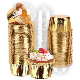 B0dcz8b4mg Eusoar Gold 3.5 Oz 100pcs Disposable Foil Cupcake Baking Cups With Lids