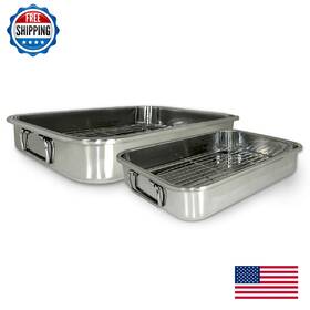 B00k778orw Excelsteel Cook Pro 4-pc All-in-1 Stainless Steel Lasagna And Roasting Pan With Racks
