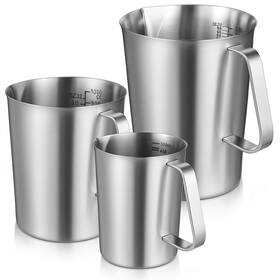 704433 Exclaith 1 Gvhzxhea 3 Pieces Stainless Steel Measuring Cups Metal Pitcher With Oz 500ml Silver