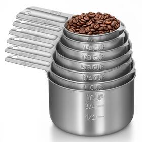 754733 Exclaith 1 Bilphybg Measuring Cups 7 1cup 3/4cup 2/3cup 1/2cup 1/3cup 1/4cup 1/8cup Silver