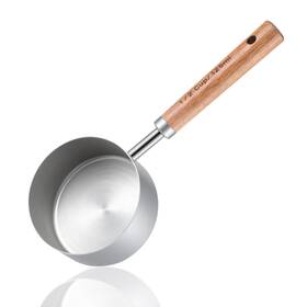 5302kqjz4792 Exircy 1/2 Cup Dog Food Scoop Measuring With Wooden Handle 125 One Size Silver