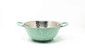 8706 Exultimate Stainless Steel Colander Strainer With Base And Handle For Draining 1.5q Green