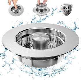 Ezkey 445024041029 Kitchen Sink Drain Strainer And Stopper Upgraded 3 In 1 Stainless