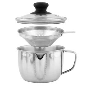 22435197 Fahuojiuka Stainless Steel Fat Separator With Strainer And Glass Lid 1000ml Gravy Grease