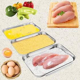 B0g4rpww4v Falichchch 3-piece Stainless Steel Breading Set Interlocking Coating Trays For Chicken F