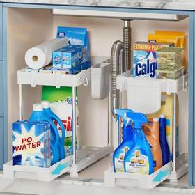 Organizer-wh-2 Famovell Under Kitchen Sink Organizer 2-tier Organizers And 2 Pack White