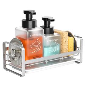 J1102-grey Fangsun Large Sponge Holder For Kitchen Sink 304 Stainless Steel Caddy