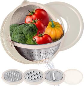 Fanlory 666791045394 4-1 Colander With Mixing Bowl Set - Strainers For Kitchen Food Colanders Pasta