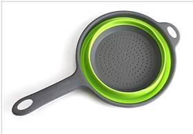 Fareway 779605075941 Silicone Collapsible Colander With Extenable Handles Green For Kitchenspacesaver
