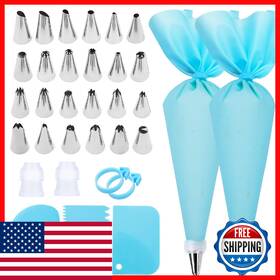 B0dyv56w38 Fatuxz Cake Decorating Kit 2 Reusable Piping Bags And 24 Tips Set