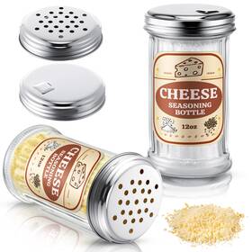 Dc-feekoon-0929 Feekoon 2 Pack 12 Oz Glass Parmesan Cheese Shaker Salt Sugar Dispenser With