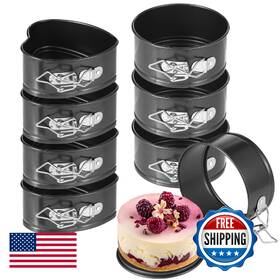 B0f3cd67jr Felistory 8 Pcs Mini Springform Pans Set Non-stick Round And Heart Carbon Steel