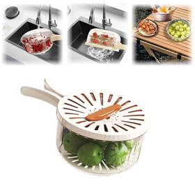 Fengshounian 762849975566 Large Multipurpose Fruit Strainer Drain Basket With Lid And Collapsible Handle