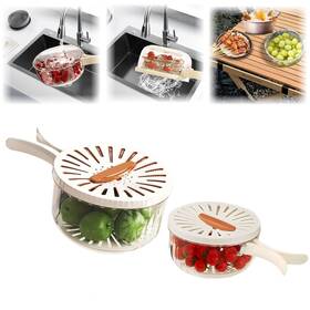 Fengshounian 766122896296 2 Pcs Fruit Vegetable Washing Bowl With Strainer 2.85qt 1 Quart Multipurpose Dra