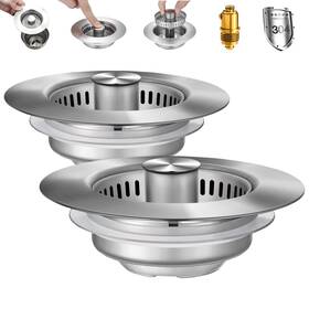 Fg-2067ksd Figtacico 3 In 1 Kitchen Sink Drain Strainer 2 Pack - Stainless Steel Pop Up A