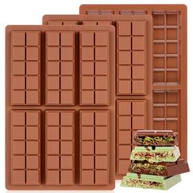 B0dwxhj999 Fimary Chocolate Bar Mold Set Of 3 - Food Grade Silicone Non-stick Deep Molds