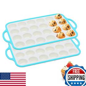 B0fhw8jf27 Fimary Silicone Mini Muffin Pan 24 Cups Metal Frame Non-stick Bpa-free