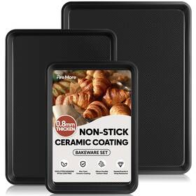 B0fdvk65d5 Fire More 3-pack 0.8mm Nonstick Baking Sheet Pan Set For Oven - Half/quarter Size