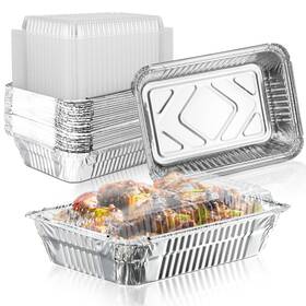 300143 Fit Meal Prep 50 Pack 2.25 Lb Aluminum Foil Pans With Clear Lids 8.5 X 6.15