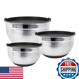 B084mf3bwy Fitzroy And Fox Stainless Steel Mixing Bowls With Lids Non Slip Bases Set O