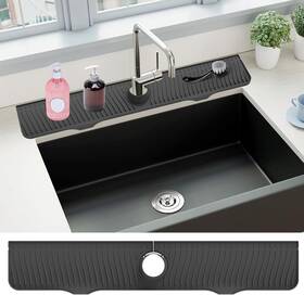 Qt0175 Flowlamp Sink Splash Guard 32 Inch X 5.5 Longer Faucet Mat Silicone Black