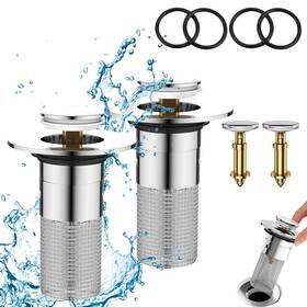 Ps1d-31 Flymind Pop Up Bathroom Sink Stopper 2pcs Drain Strainer With Removabl