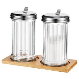 Goo-foldtier-2228 Foldtier Glass Sugar Dispenser Pourer Shaker With Tray 12 Oz Retro Style Conta Inch