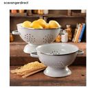 Food Handles Base Flea Market The Pioneer Woman Metal Colander Set White Linen Drainer Kitchen Pasta Strainer 715007568025