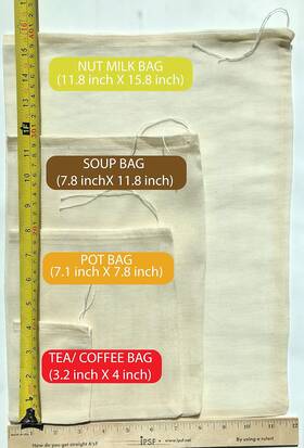 Foods 744110697490 Cotton Nut Milk Strainer Bag - Reusable Empty Bags For Making Made F Foods 744110697490 Cotton Nut Milk Strainer Bag - Reusable Empty Bags For Making Made F