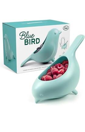 Hbx642 Fred Blue Bird Ceramic Colander Large Food Safe 8.5 Inch X 5.9