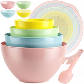 B0fgjbyb3x Freshmage 16 Piece Plastic Mixing Bowls With Lids Set - Nesting Includes 8 Prep