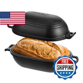 B0fhgwp7pr Frrly Cast Iron Loaf Pan With Lid-bread Baking For Sourdough Pre-seasoned Ov
