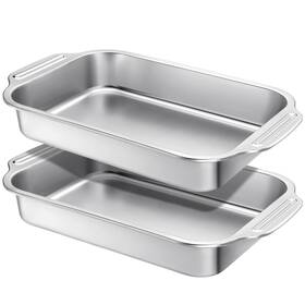 B0drnknk7v Funnymoom 2-pack 9x13 Inch Stainless Steel Cake Pans With Handle Baking Roasting Pa B0drnknk7v Funnymoom 2-pack 9x13 Inch Stainless Steel Cake Pans With Handle Baking Roasting Pa